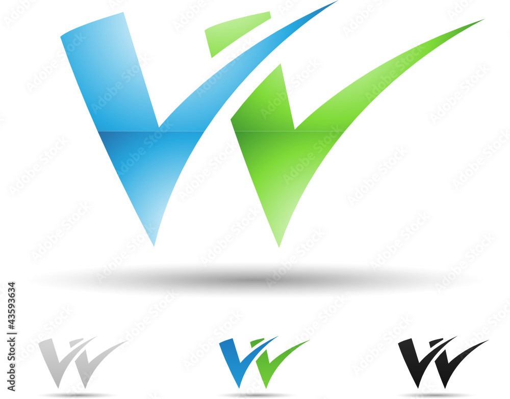 Vector illustration of abstract icons of letter W - Set 1 Vector illustration of abstract icons of letter W - Set 1