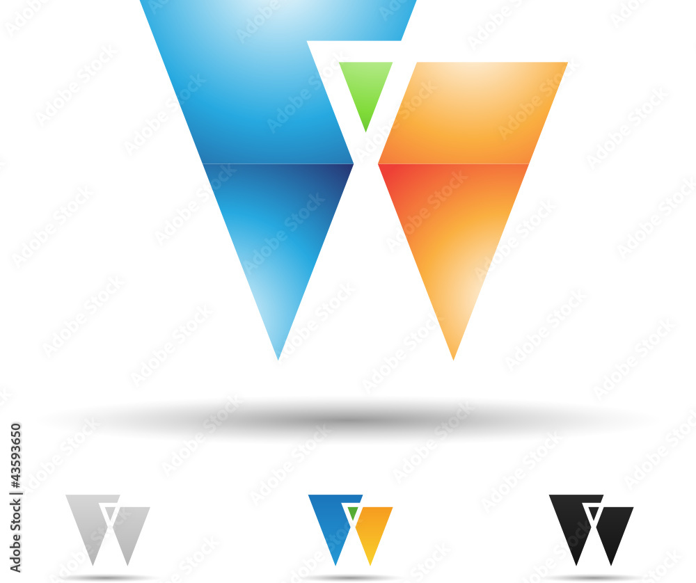 Vector illustration of abstract icons of letter W - Set 3 Vector illustration of abstract icons of letter W - Set 3