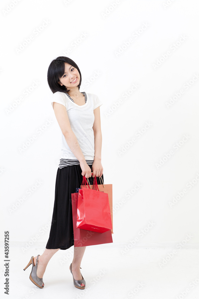 a young asian woman in shopping