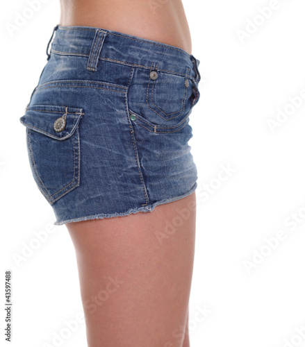 Fashionable women's blue denim shorts