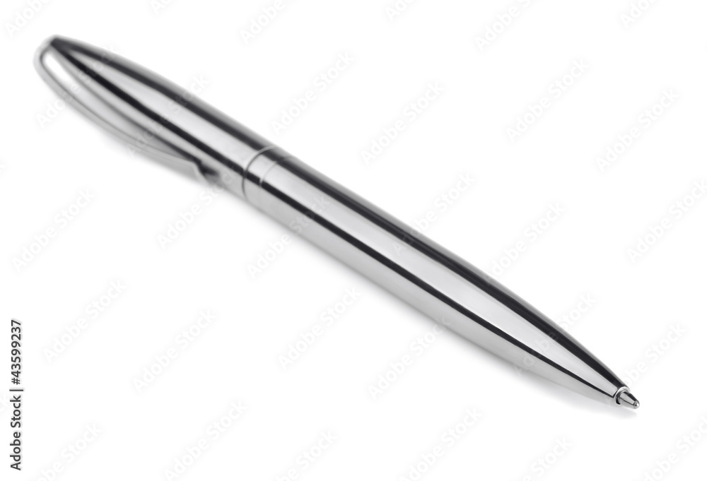Silver ballpoint pen isolated on white Silver ballpoint pen isolated on white