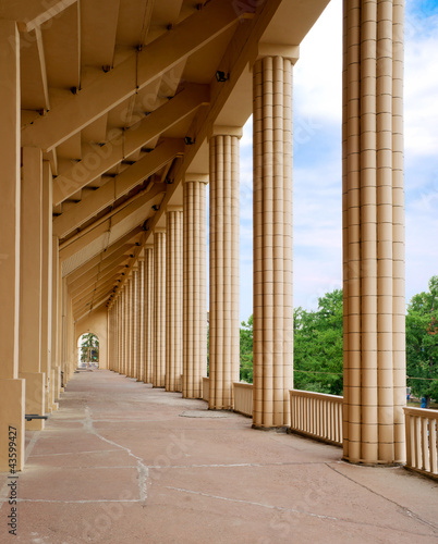 Pass under the stands of the swimming pool photo