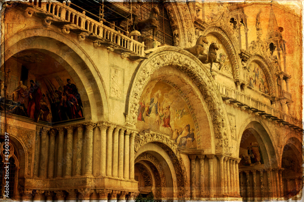 Basilica of San Marco, Venice - old card - old paper
