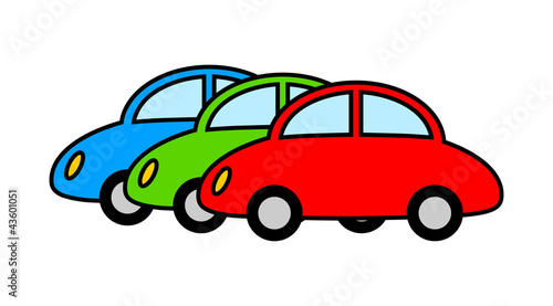 Three cars on white background