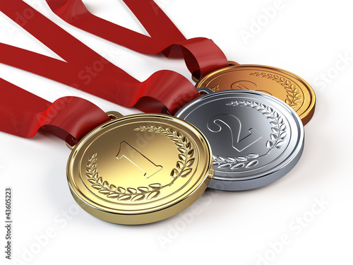Gold, Silver and bronze medals photo
