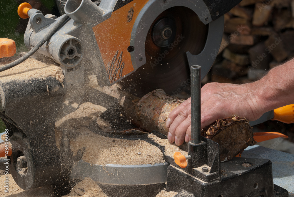 Chopping Logs with Circular Saw Chopping Logs with Circular Saw