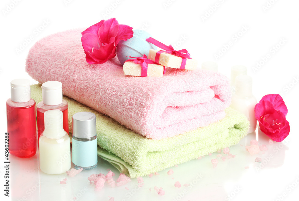 beautiful spa setting, isolated on white beautiful spa setting, isolated on white