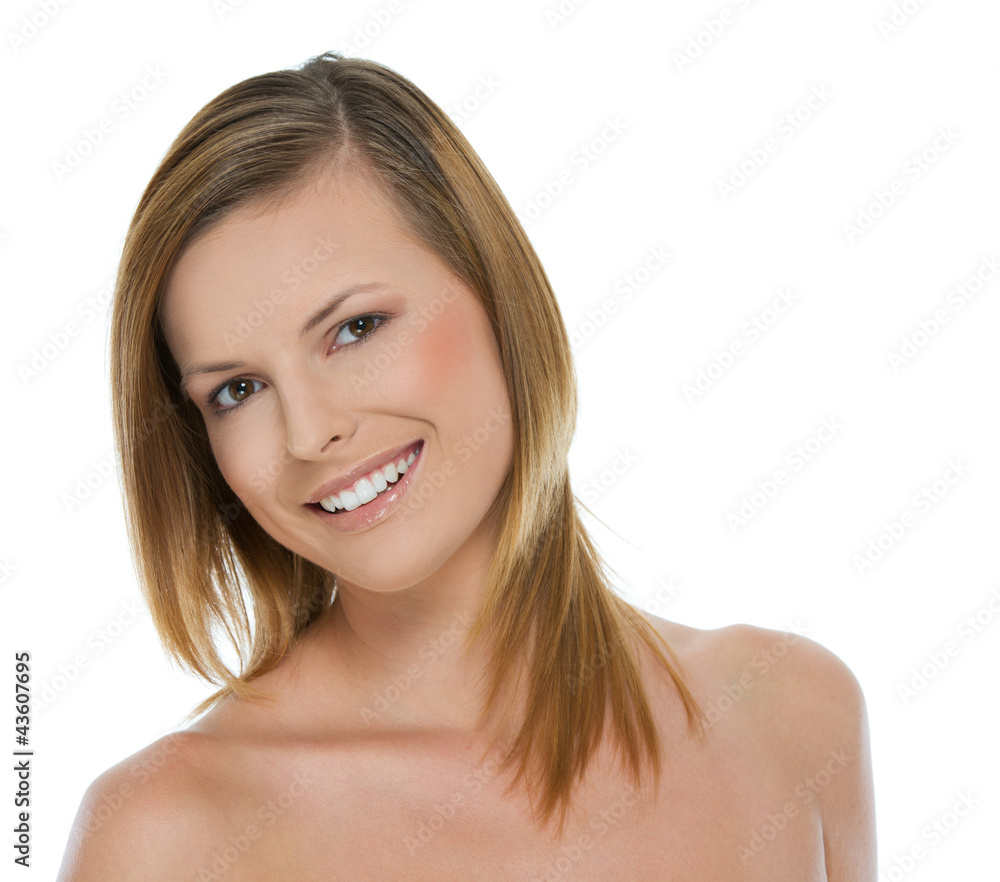 Beauty portrait of smiling girl isolated on white Beauty portrait of smiling girl isolated on white