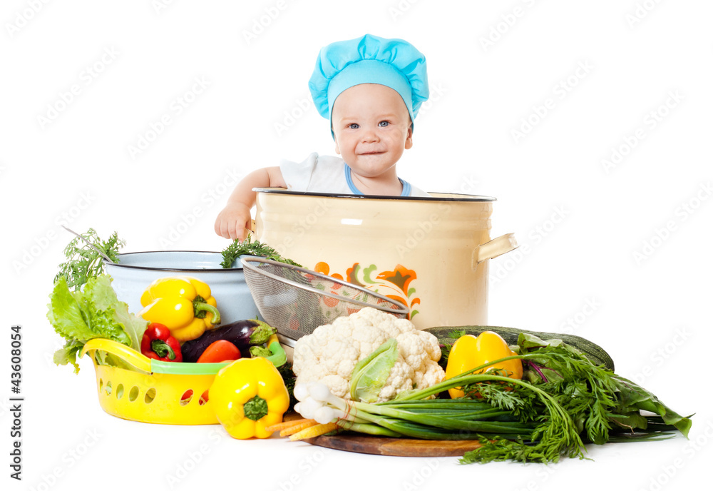 Baby Chef and vegetables Baby Chef and vegetables