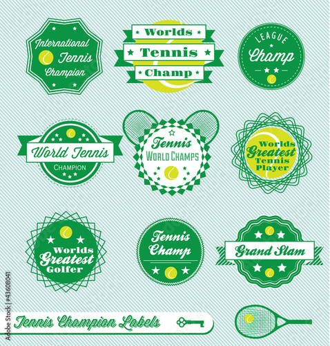 Vector Set: Tennis Champ Labels