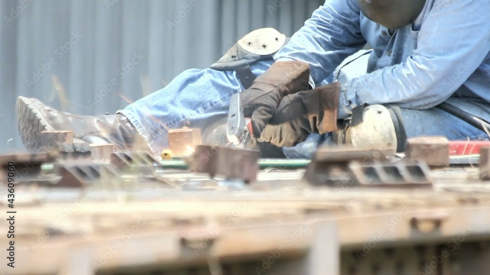 Sparks Fyling By Welder At Work Sparks Fyling By Welder At Work