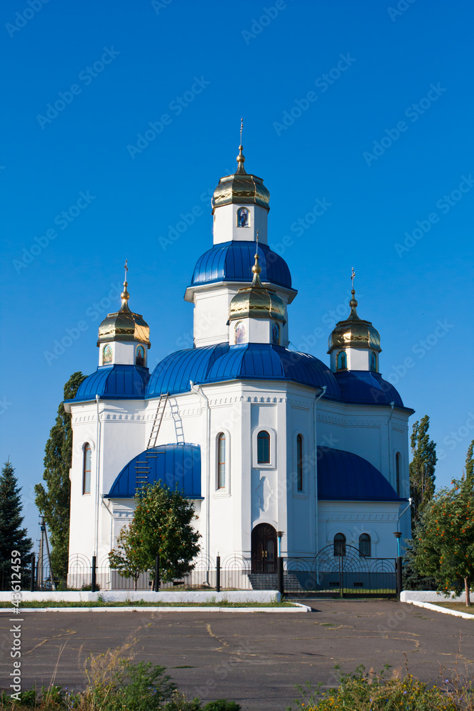 cupola of church on blue sky bachground