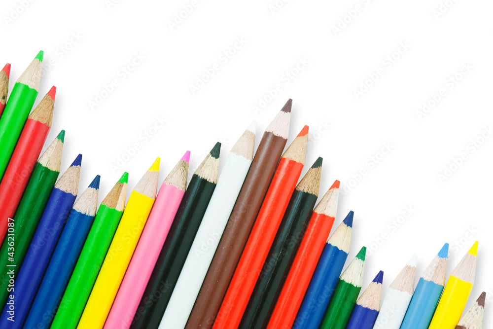 Multicolored pencils isolated on white background Multicolored pencils isolated on white background
