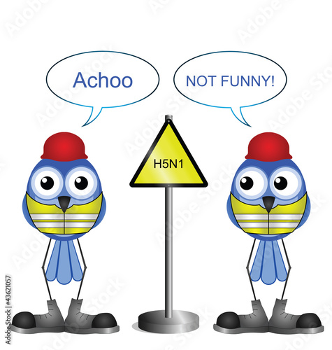 construction workers with bird flu H5N1 sign