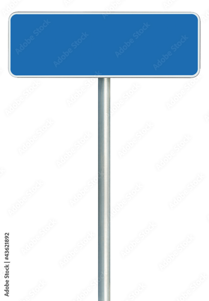 Blank Blue Road Sign Isolated White Framed Roadside Signage Blank Blue Road Sign Isolated White Framed Roadside Signage