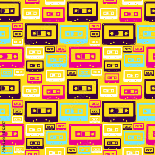 Retro pop audio tapes pattern