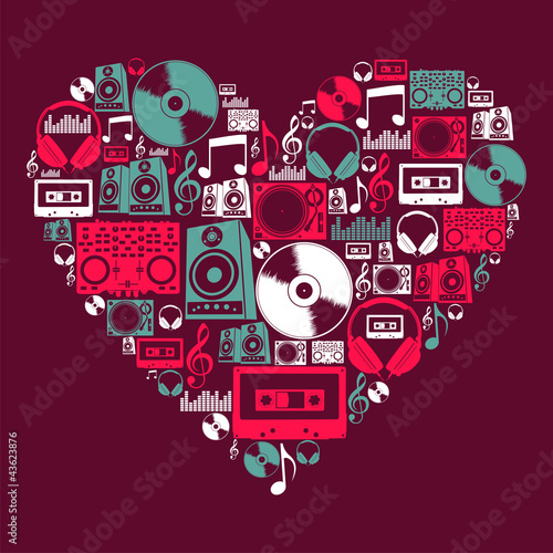 Dj Music icons love heart