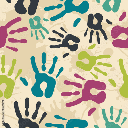 Diversity vintage hand prints pattern