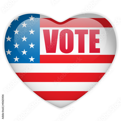 United States Election Vote Heart Button.