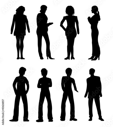 Silhouetten - junge Männe rund Frauen - Lässig  und Business