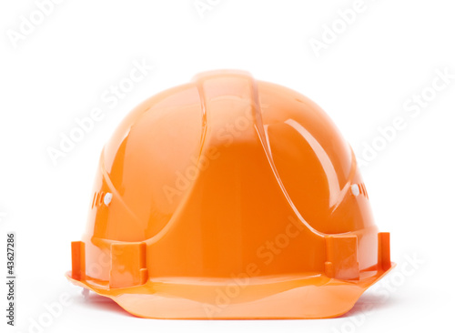 Orange fronted hard hat, isolated on white
