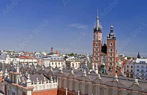 Krakow cityscape with St Mary cathedral
