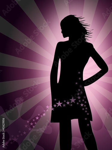 Silhouette einer jungen Frau - Party - Disko