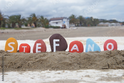 stefano, italian male name on colourful pebbles