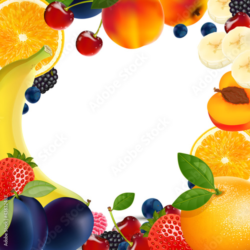 Vector background with different sorts of fruit