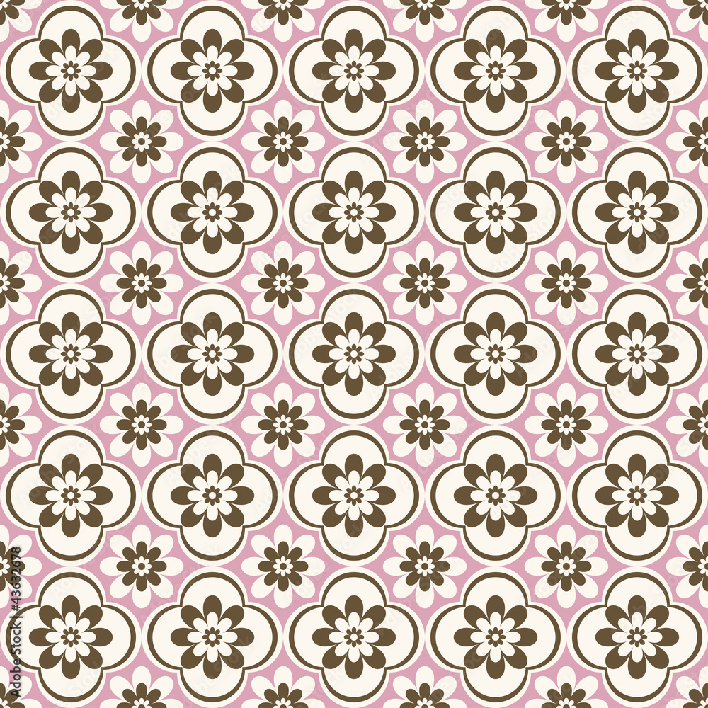 Seamless vector ornament with flowers