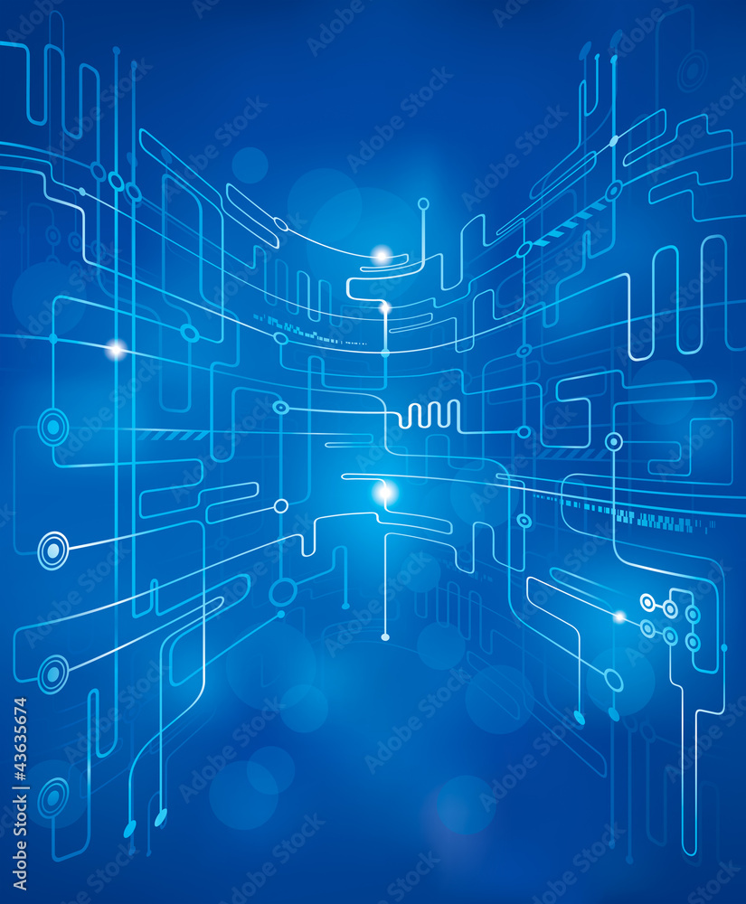 Fototapeta premium Abstract technology blue background.