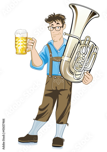 Musiker mit Tuba und Bierkrug