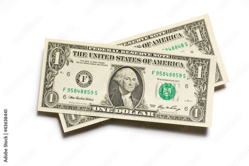Dollar banknotes on white Dollar banknotes on white