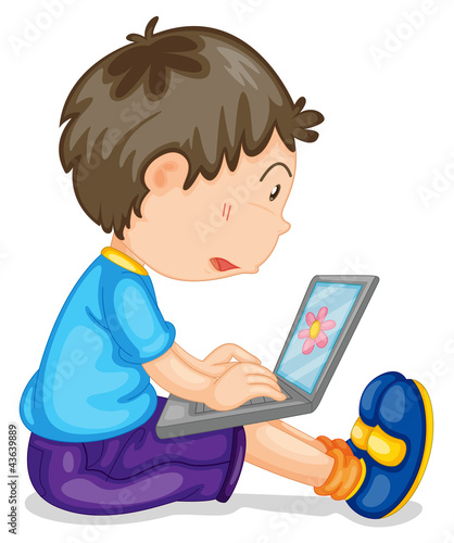 a boy and laptop