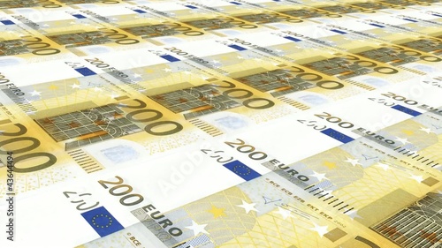 200 Euro Banknoten Druck, endlos