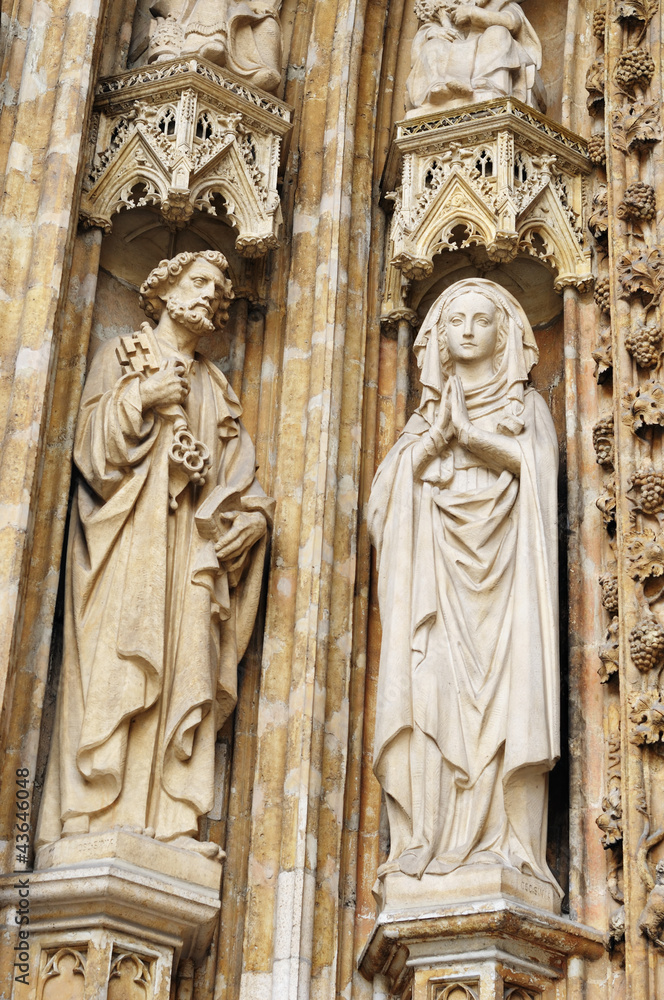 Medieval statues on catholic church Petit Sablon