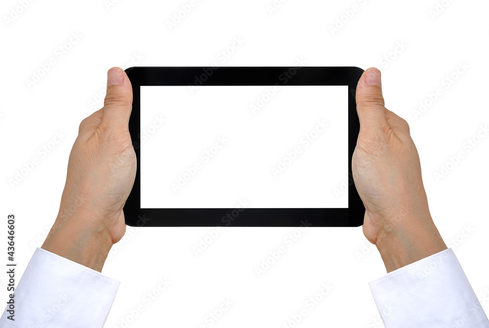 touch pad PC on women hand