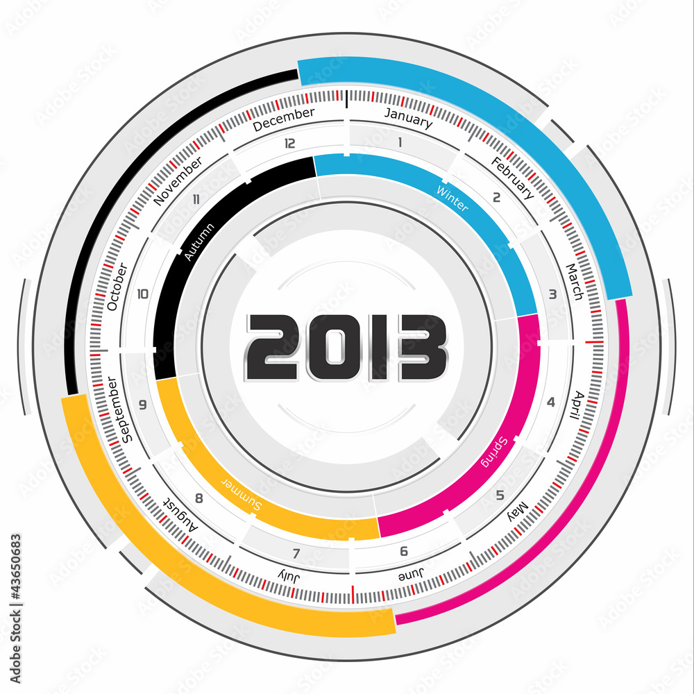 2013 CMYK circle calendar - futuristic concept design 2013 CMYK circle calendar - futuristic concept design