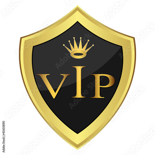 Black shield with the inscription'' VIP''
