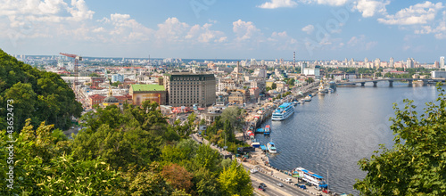 View of Podil from an observation point over the Dnieper. Kiev