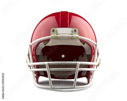Photography Red American football helmet isolated on a white background with