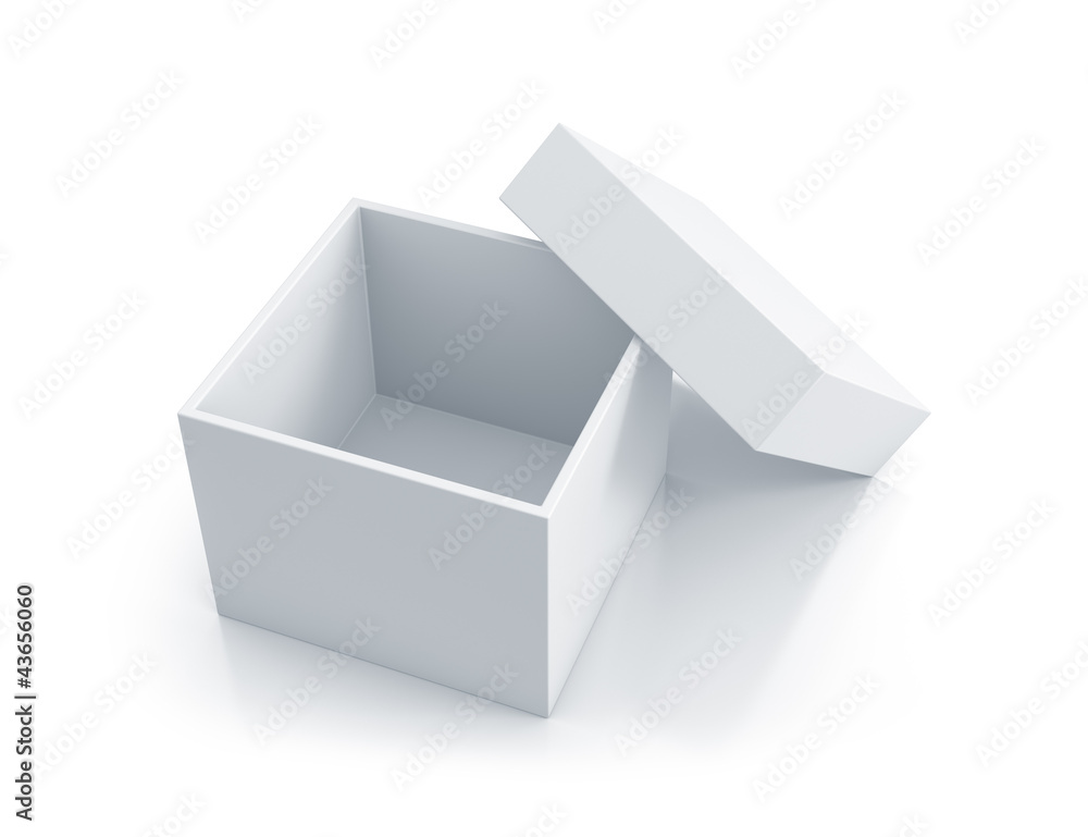 White cube box with top cover. White cube box with top cover.