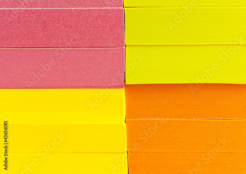 Office supplies colorful post it notes background