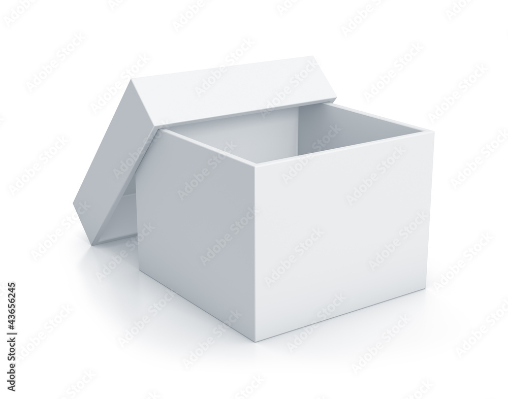 White cube box with top cover. White cube box with top cover.