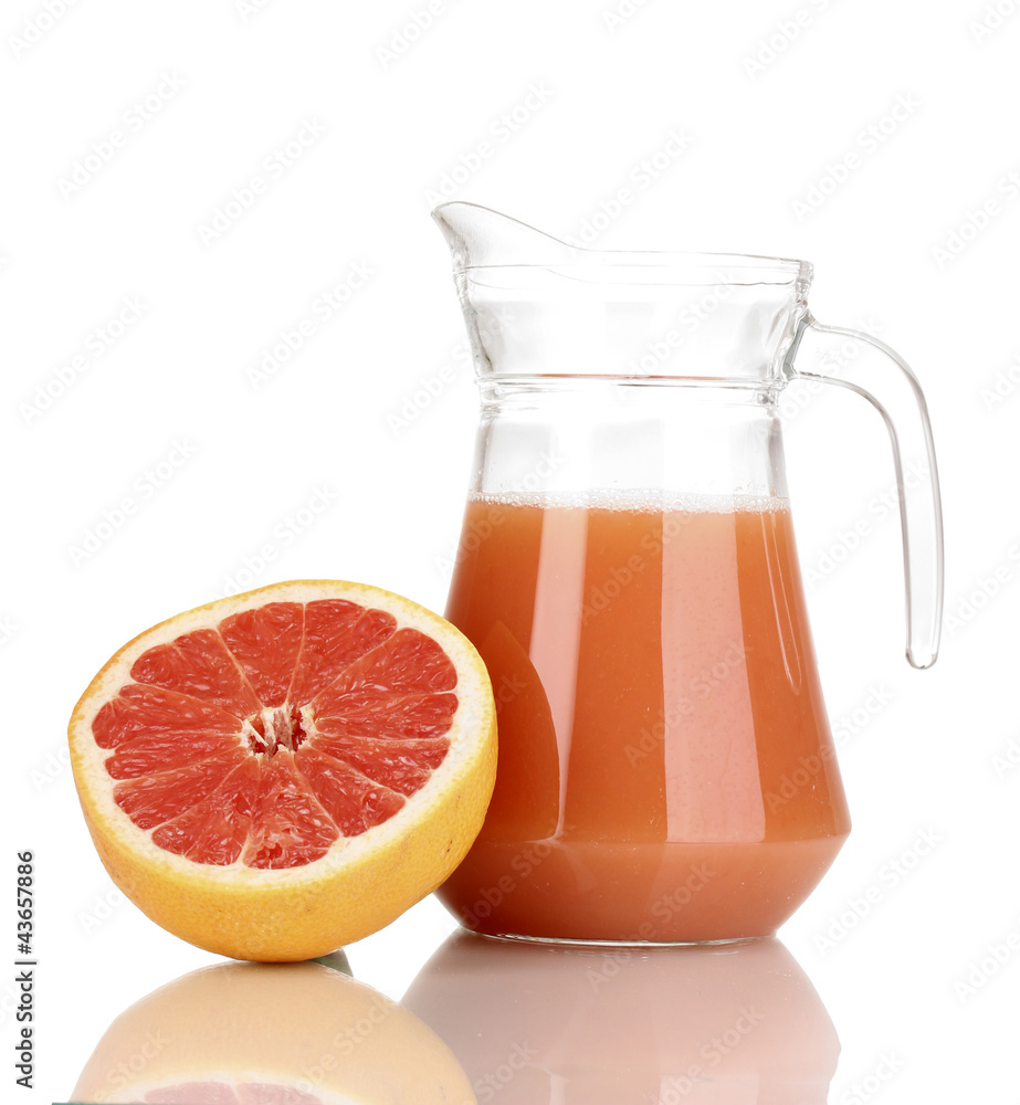 Grapefruit juice and grapefruit isolated on white Grapefruit juice and grapefruit isolated on white