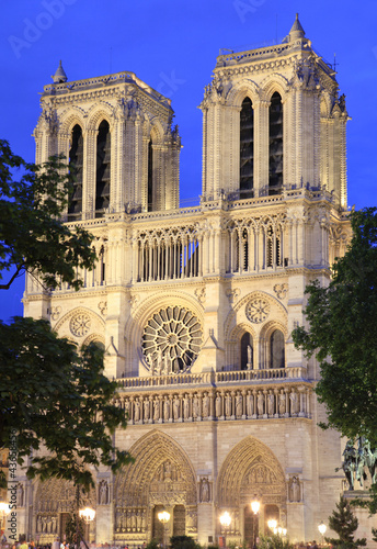 Notre-Dame de Paris Cathedral at dusk, France