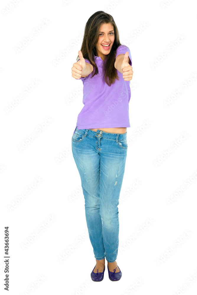 teenage girl with thumbs up teenage girl with thumbs up