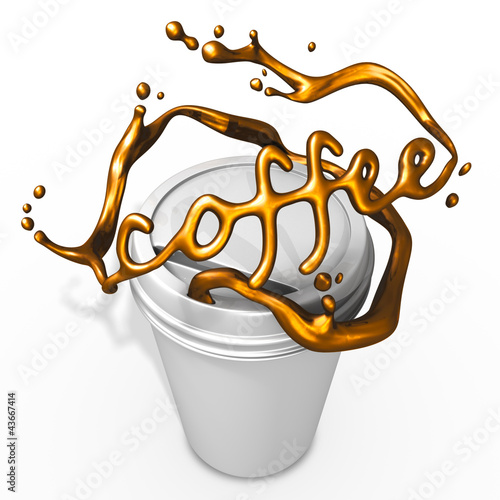 splashing coffee with paper cup