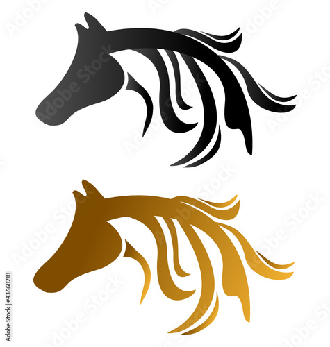 Head horses brown and black vectors