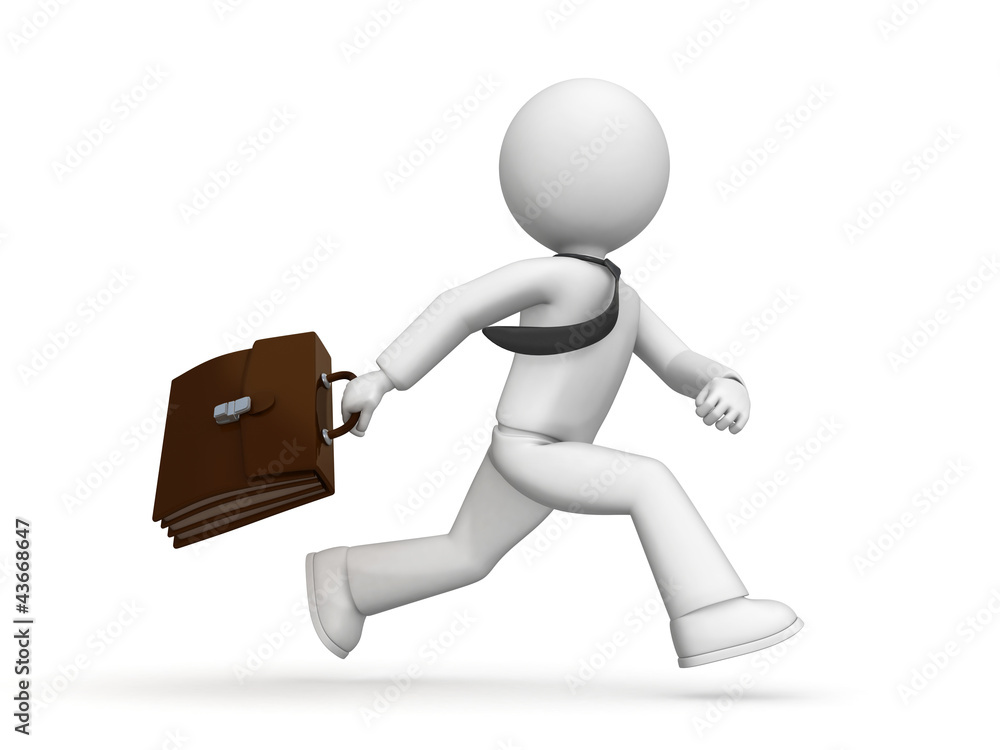 Buinessman running with case Buinessman running with case